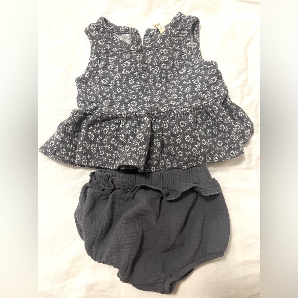 Rylee + Cru Gray Floral Kids Matching Set